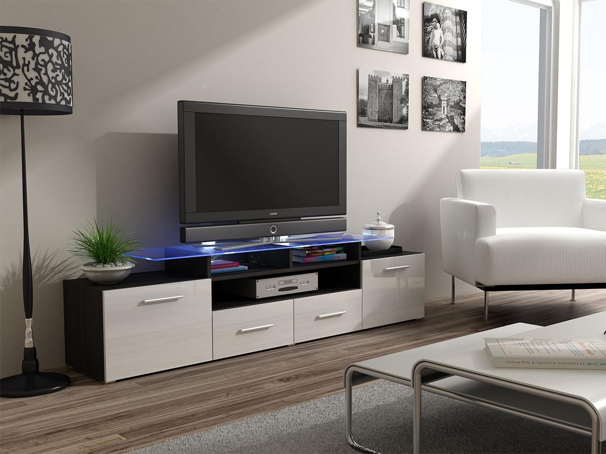 

Тумба под ТВ Evora Cama Черный матовый + Белый глянец
