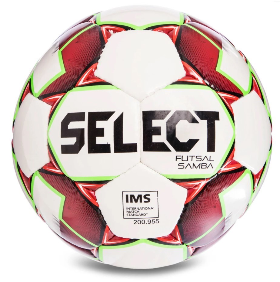 

Мяч футзальный №4 SELECT FUTSAL SAMBA IMS NEW (FPUS 1200), белый-красный-салатовый (Z-SAMBA-WR)