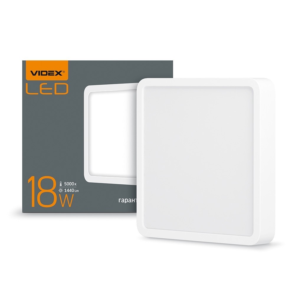 

LED світильник накладний квадрат VIDEX 18W 5000K