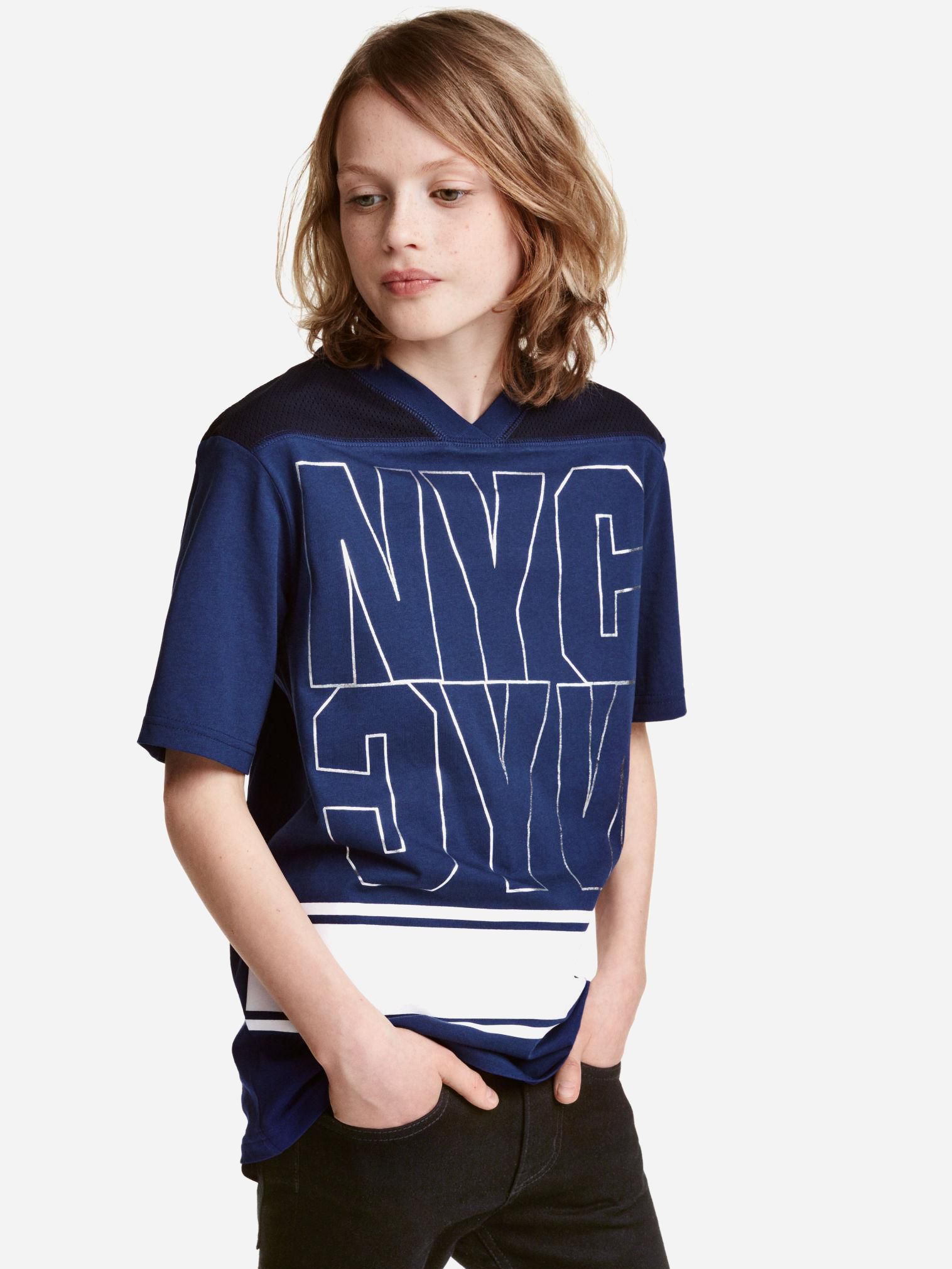 

Футболка H&M 3852044-ACGZ 158-164 см Синий/Белый с принтом
