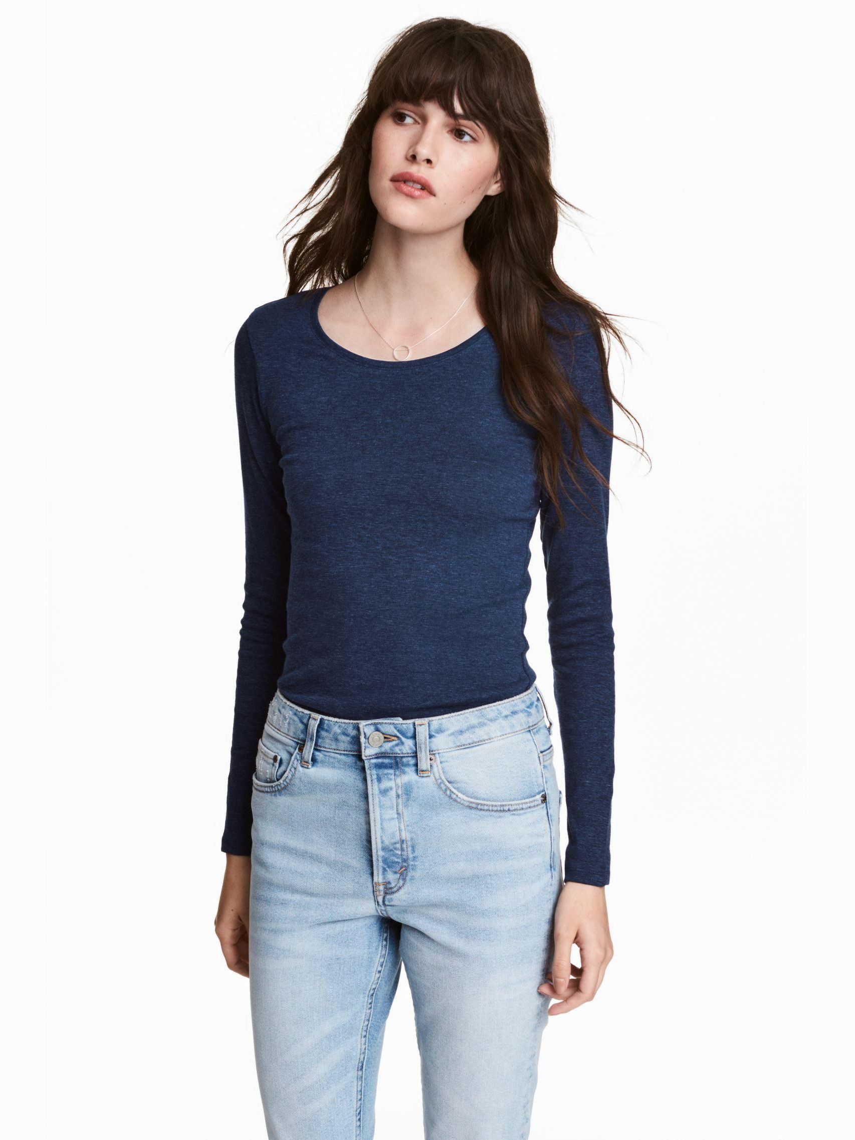 

Лонгслив H&M 5160000-AAQJ XS Темно-синий
