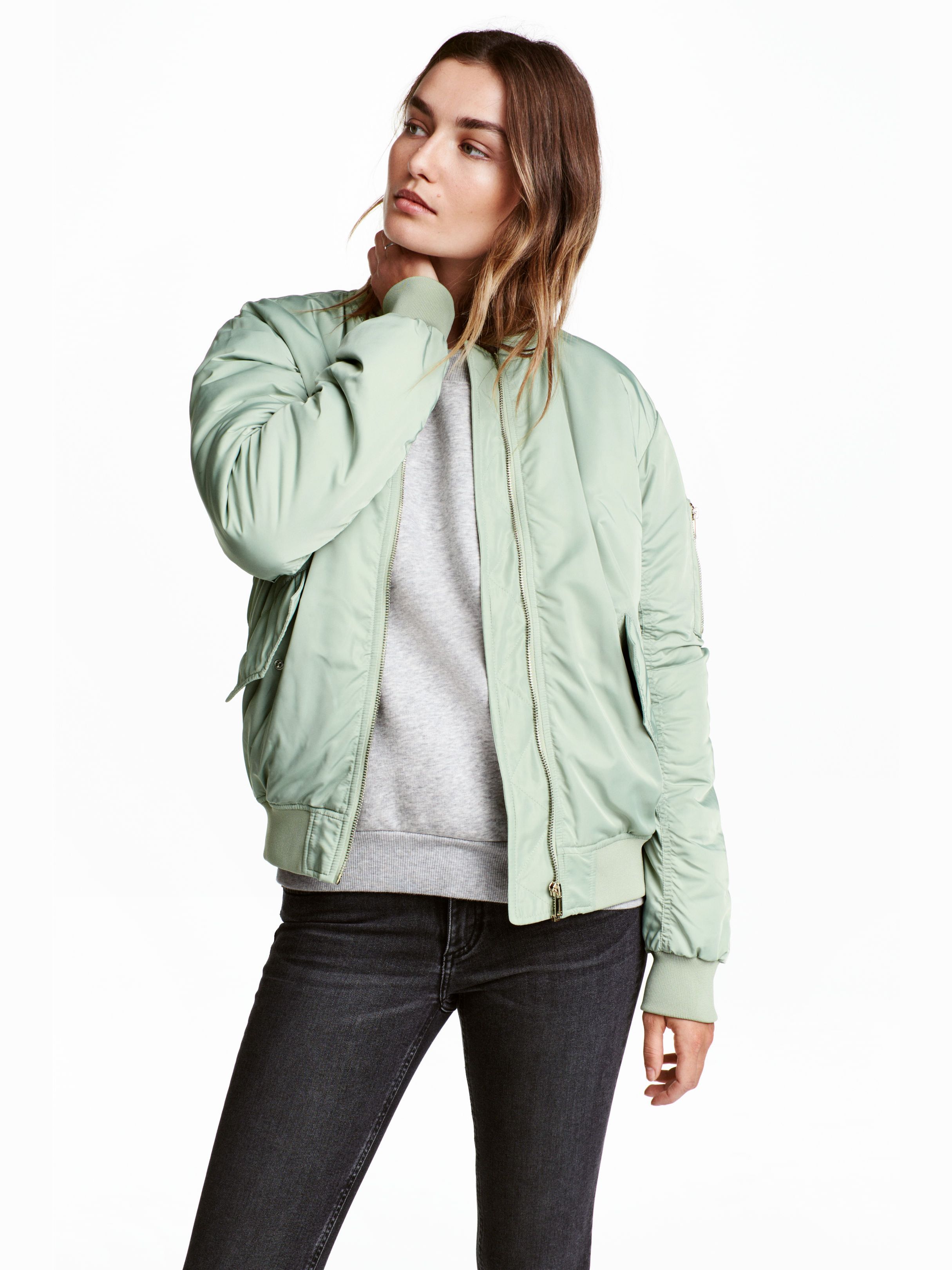 

Бомбер H&M 4279515-ACUB 32 Бледно-зеленый