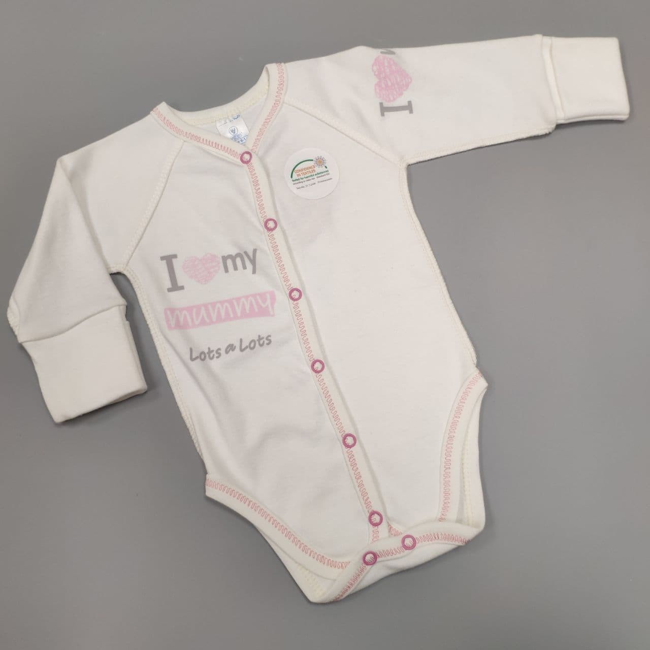 

Боди для малышей Veres 102.81-9.62 I love my mammy 62см Молочный с розовым