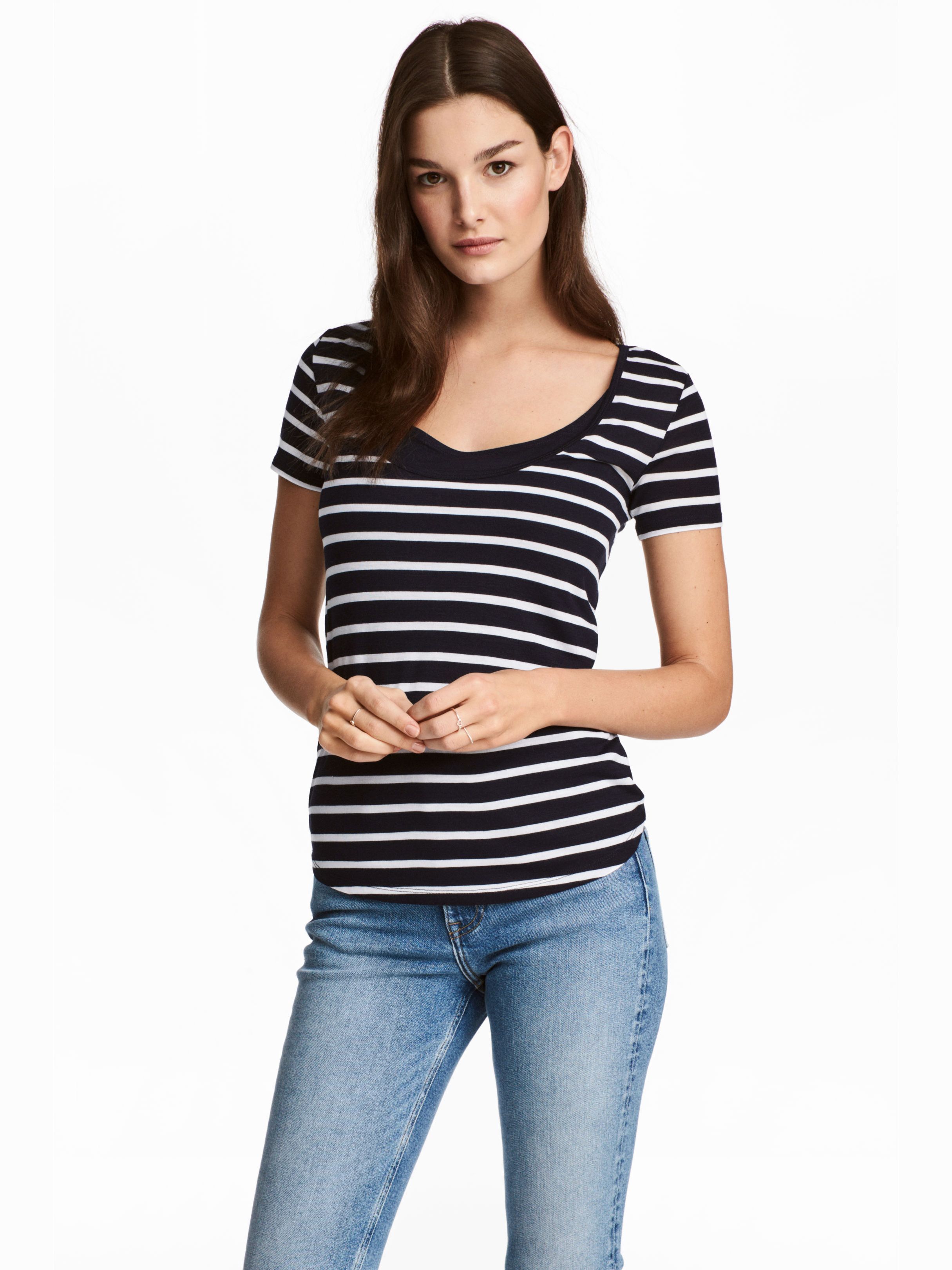 

Футболка для кормящих мам H&M Mama 4426235-ACSK S Темно-синяя с белым