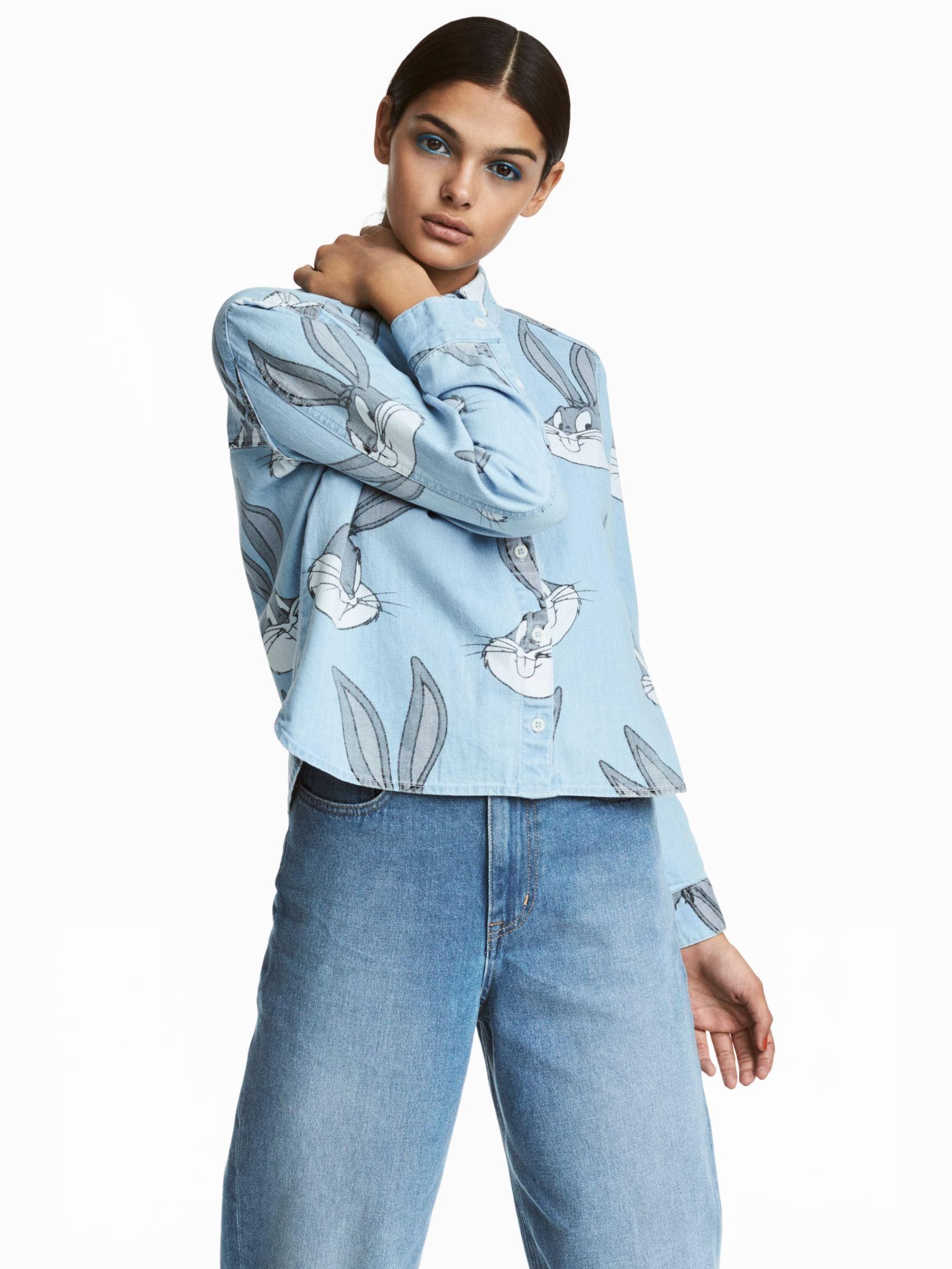 

Блузка H&M 5564486-AAXW 34 Светло-синяя