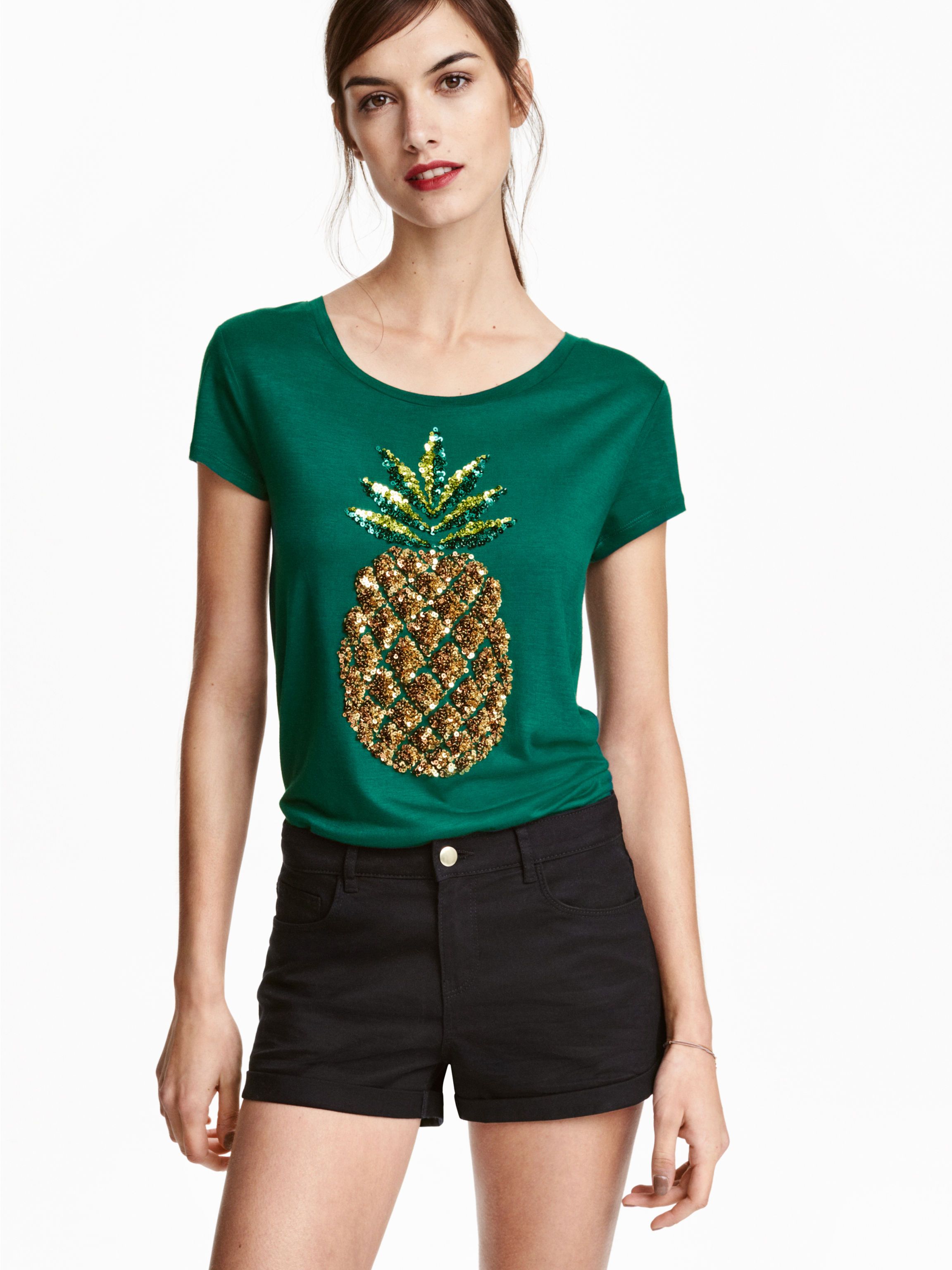 

Футболка H&M 3658813-z-ACBX M Зеленая с золотистым