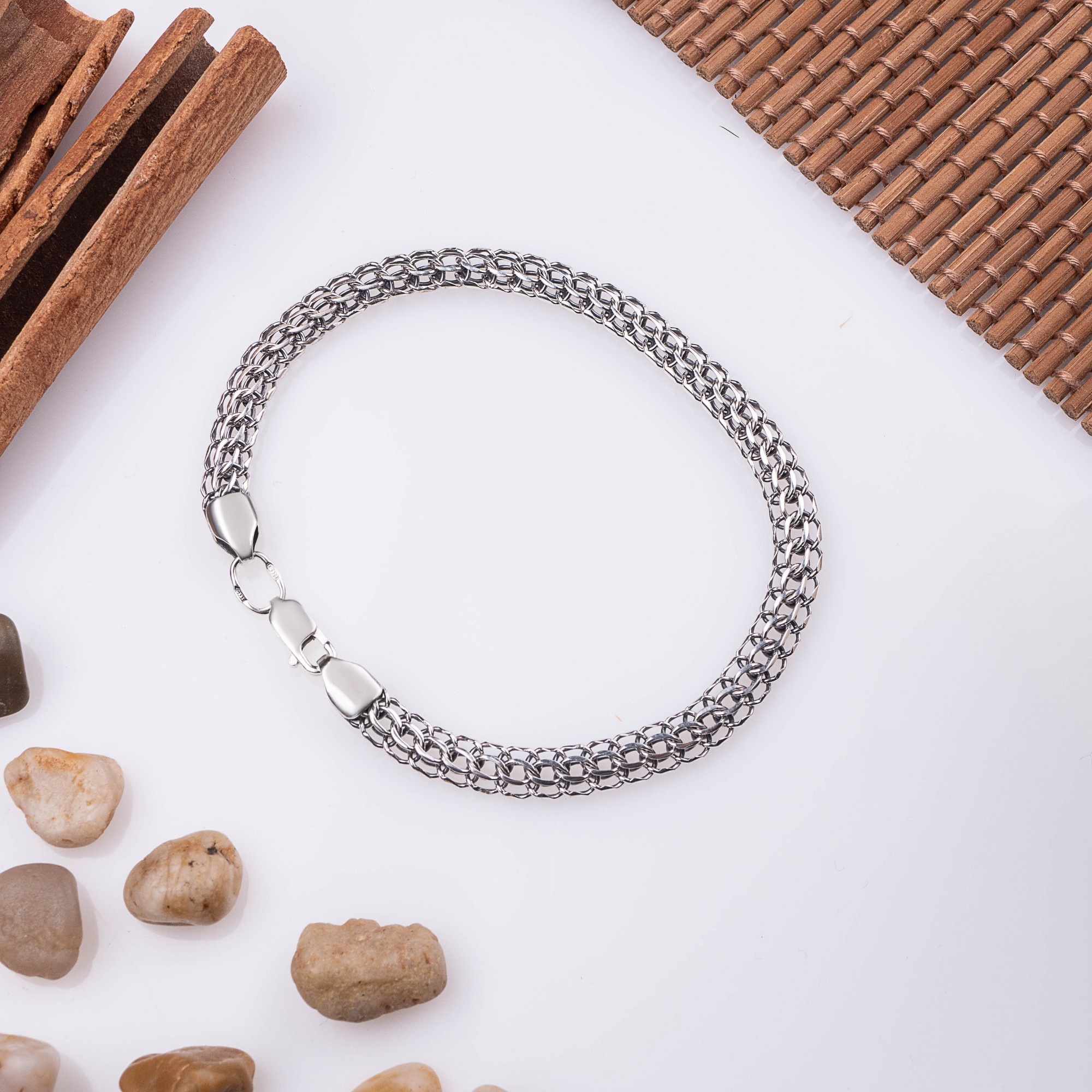 

Серебряный браслет Венеция, питон, американка 22 см 8,5 грамм арт. 206ч -