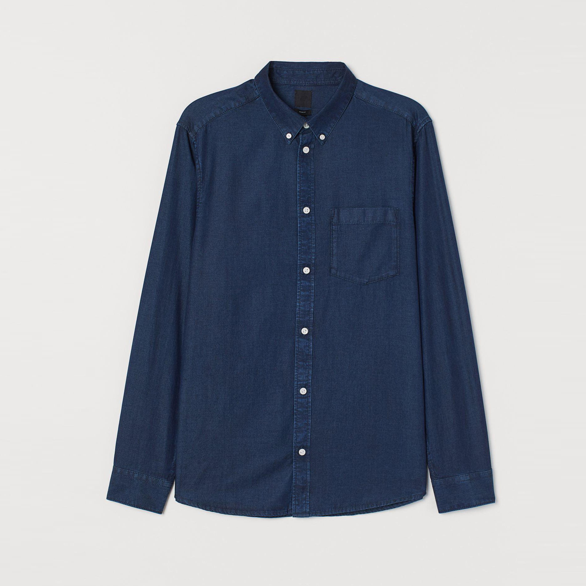 

Рубашка H&M 8217451-AAQJ XXL Темно-синяя