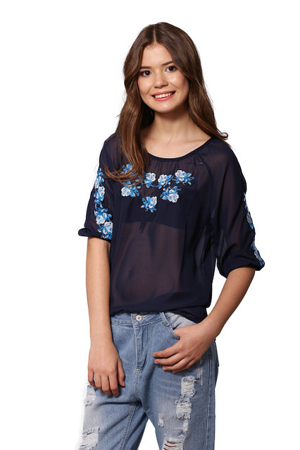 

Вишиванка Narodnyy Butik Розочка Ніжність  Синяя 1030, Вишиванка Narodnyy Butik Розочка Ніжність 42 Синяя 1030