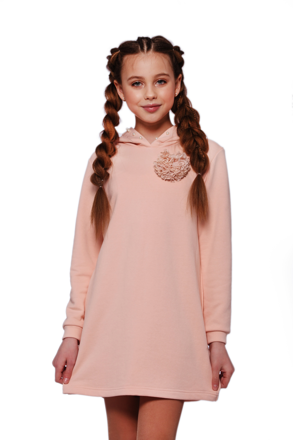 

Платье з перлинами по капюшону Lukas Kids 134 персиковий(21105пудра)