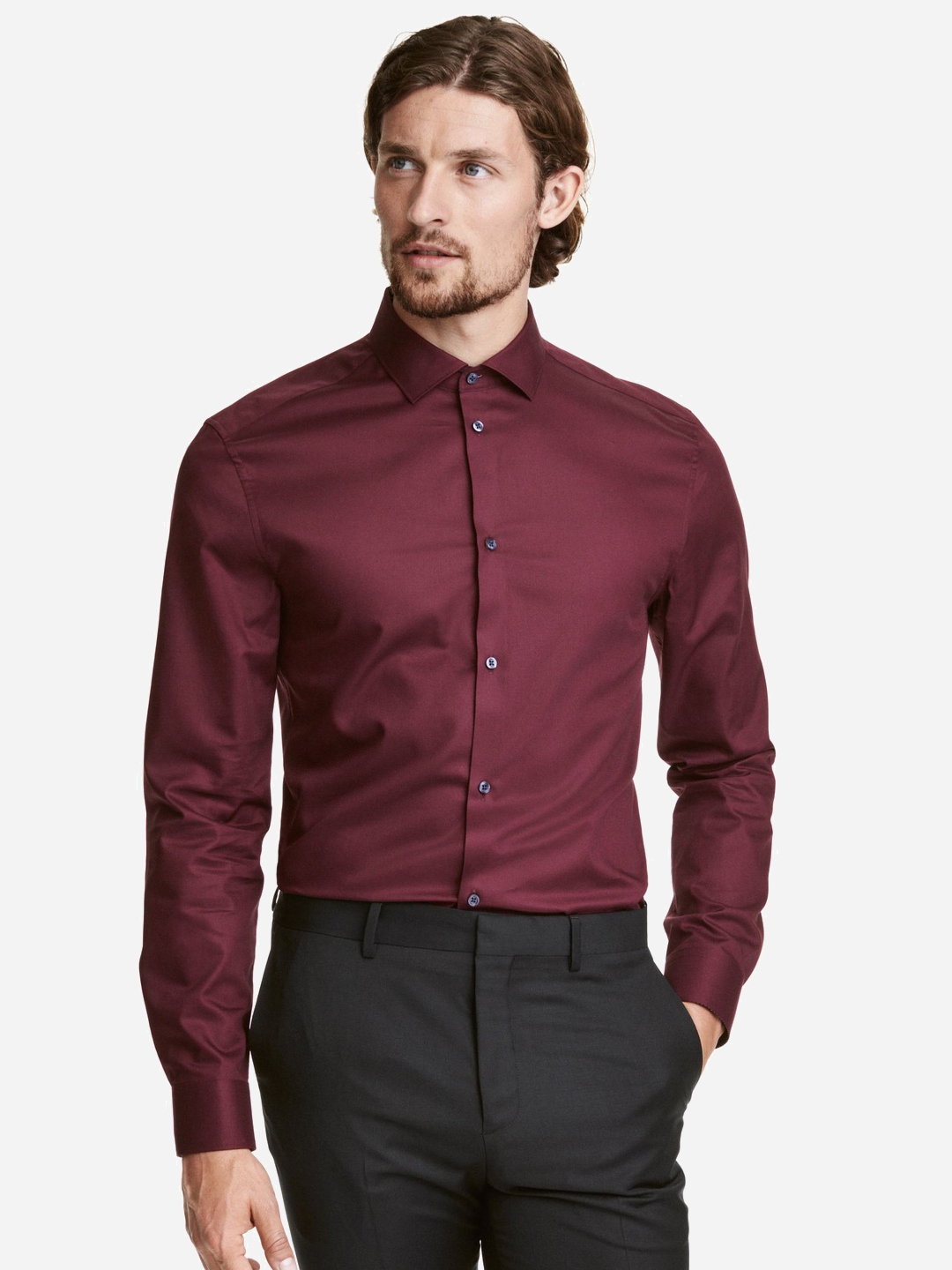 

Рубашка H&M 0395127_ворот.2 L Бордовая