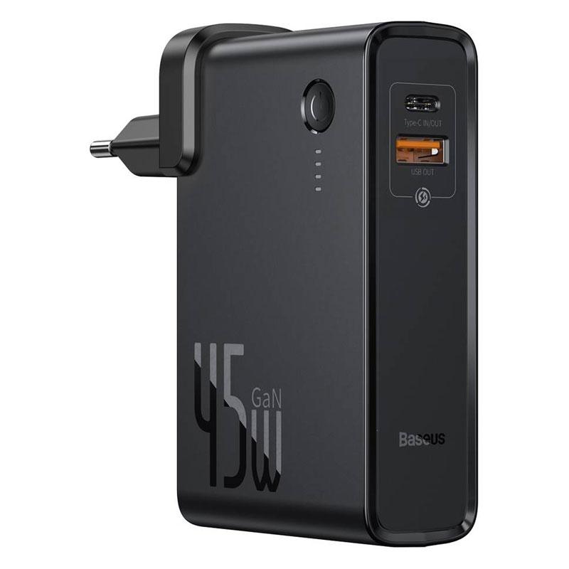 

Сетевое зарядное устройство 45W + внешний аккумулятор 10000mAh Baseus Power Station GaN 2 In1 Black (PPNLD-C01)