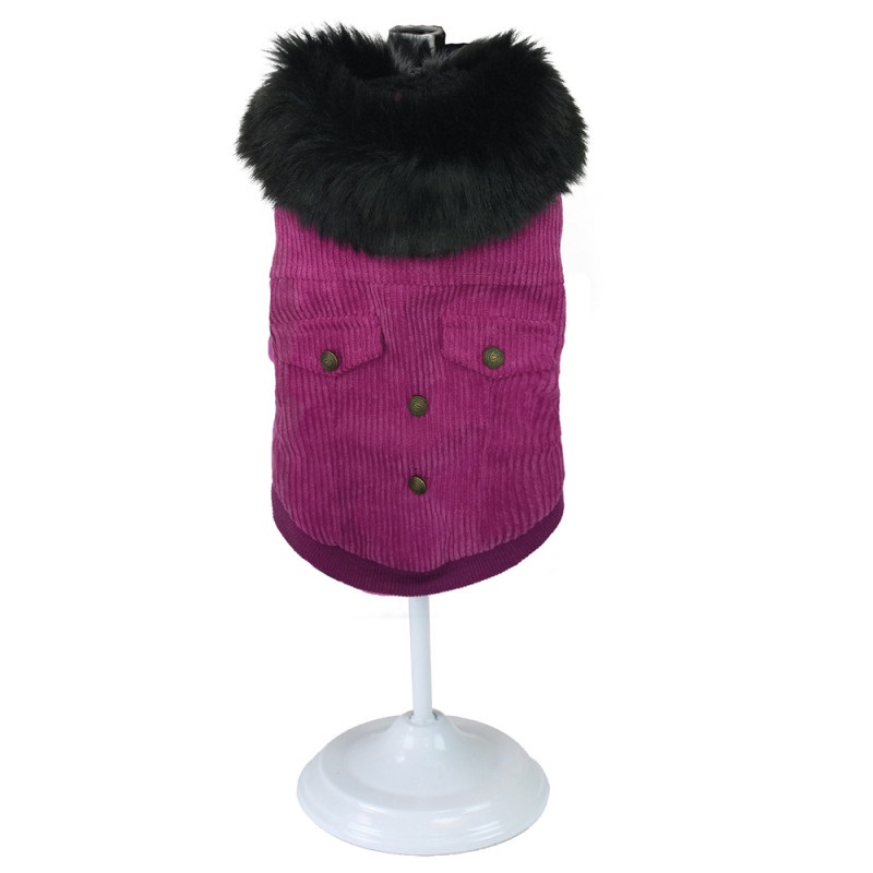 

Куртка вельветовая с меховым воротником для собак Croci Pink Velvet зима, фиолетовый, 35 см