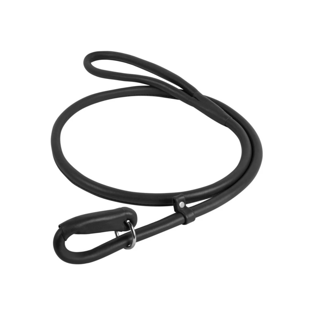 

Поводок-удавка из натуральной кожи для собак круглый Collar Waudog Glamour 10 мм/183 см, черный