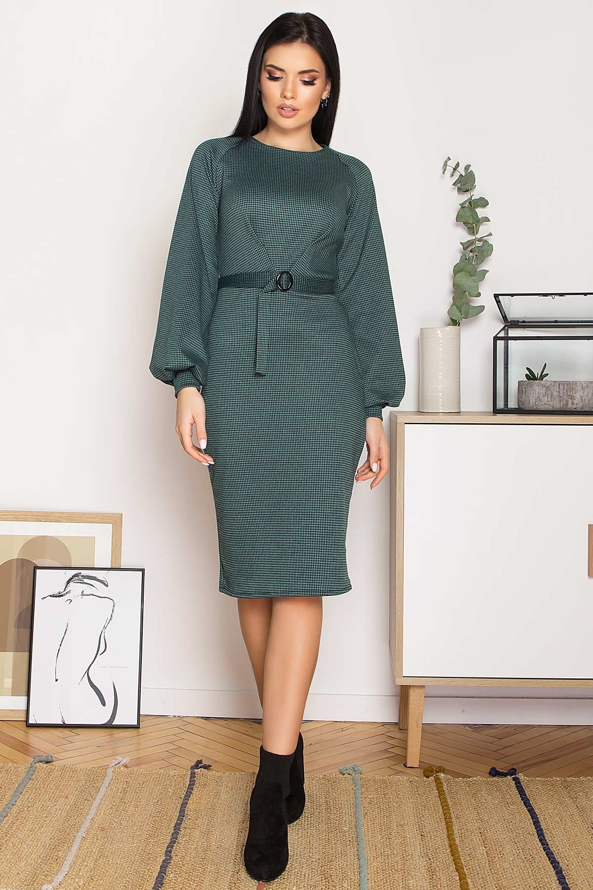 

Приталенное платье Woman Fashion M зеленый, клетка (WF_A-287)