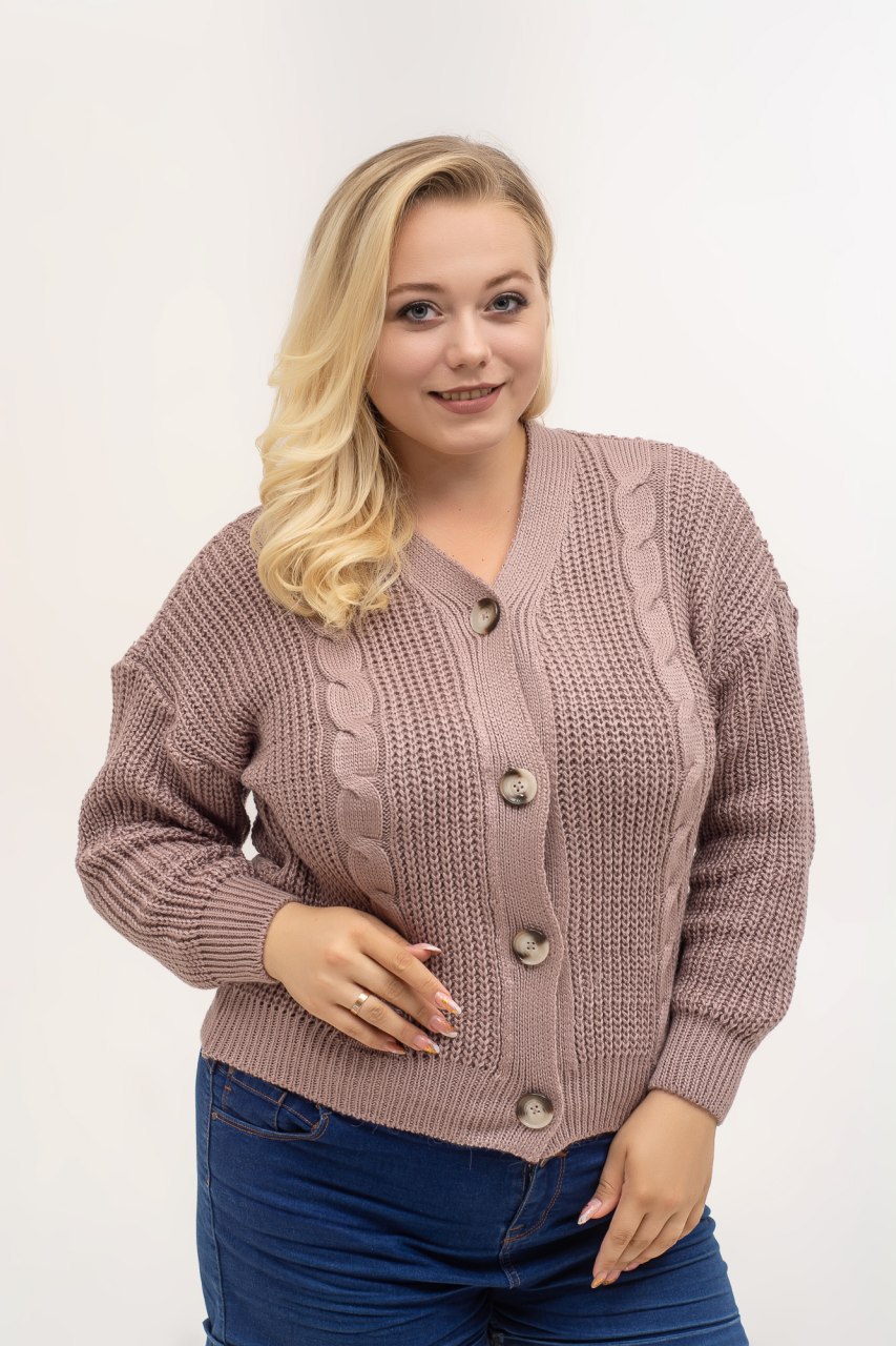 

Fashions • Вязаная кофта Мелисса Fashions 48-52 пудра (№125-нс)