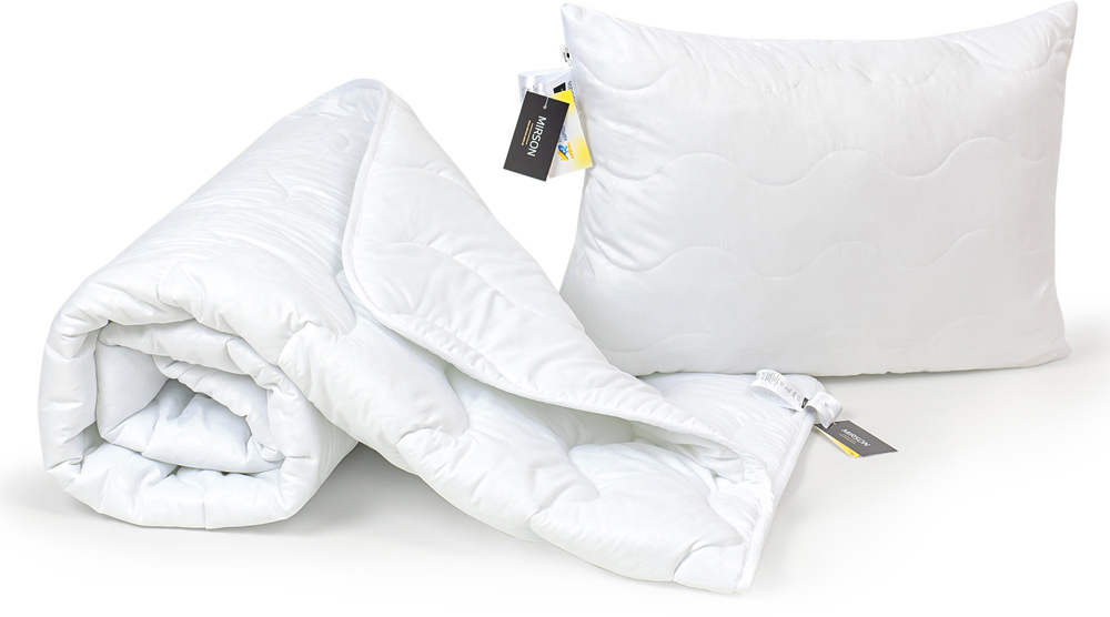 Акция на Набор антиаллергенный MirSon EcoSilk Всесезонный №1502 Eco Light White Soft Одеяло + подушка 50x70 (2200003480559) от Rozetka UA