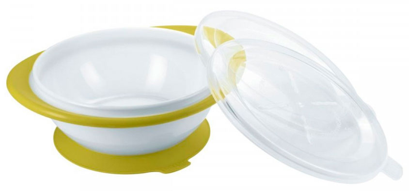 

Миска с двумя крышками Easy Learning, желтая, NUK (12-68013)