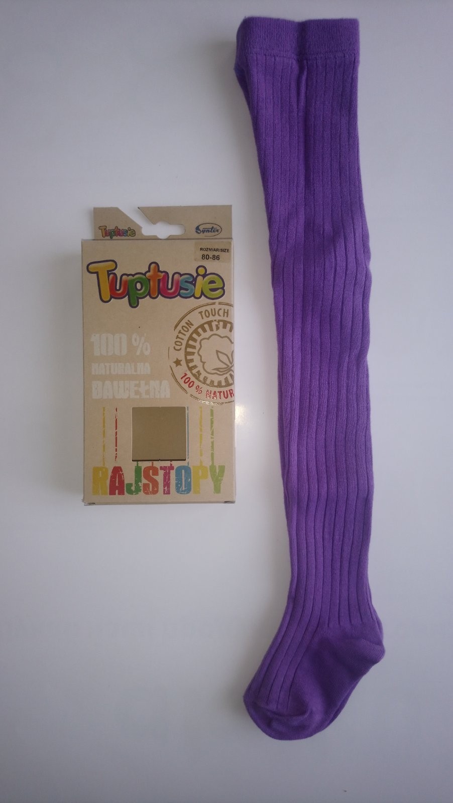 

Колготи дитячі ребро із 100% натуральної бавовни Tuptusie SYNTEX р.80-86 (фіолетові)