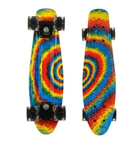 

Пенни борд (Penny Board) 25, Колеса светящиеся, двухсторонний окрас, радуга