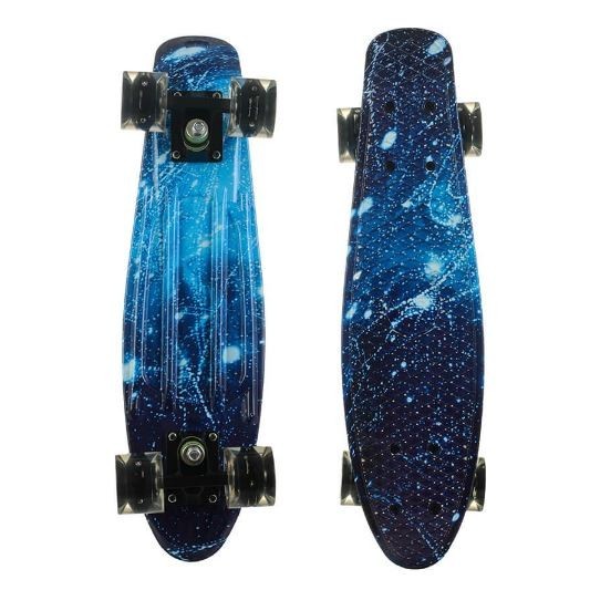 

Пенни борд (Penny Board) 25, Колеса светящиеся, двухсторонний окрас, синий