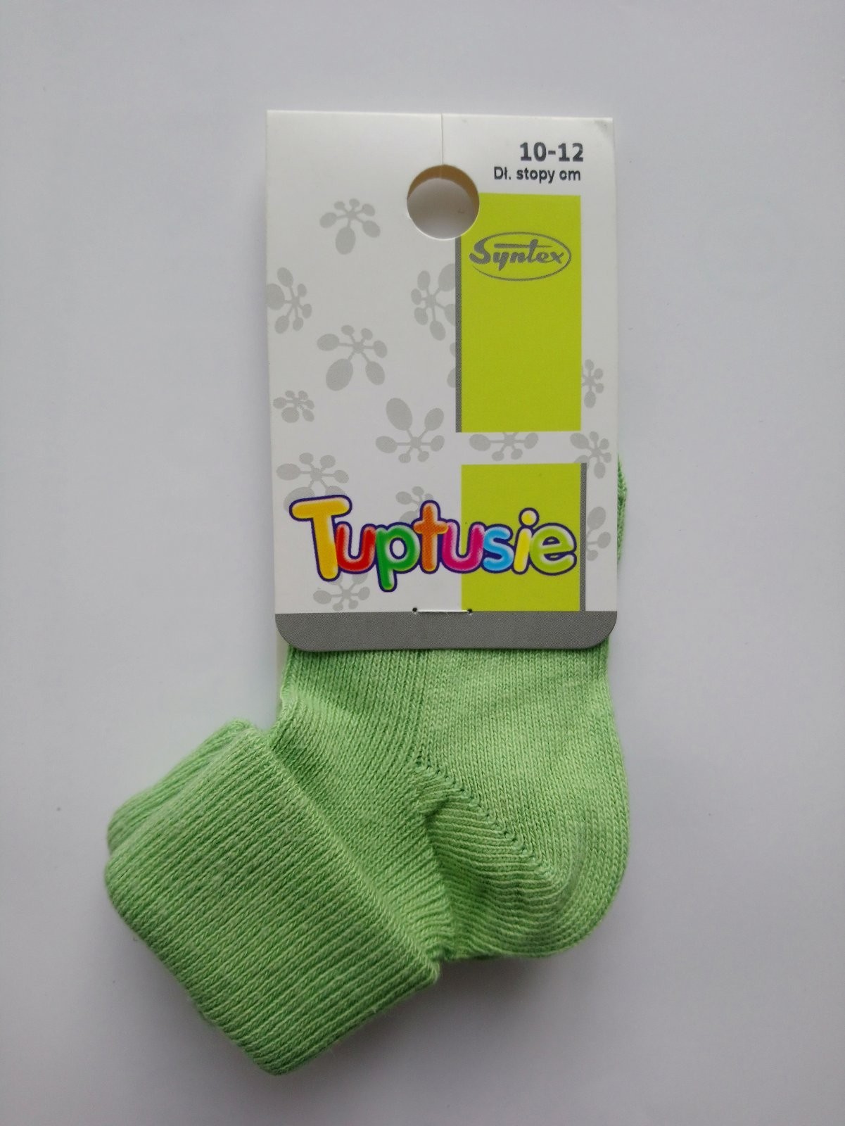 

Шкарпетки дитячі однотонні із бортиком Tuptusie SYNTEX (фісташкові). р. - (10-12 см, Шкарпетки дитячі однотонні із бортиком Tuptusie SYNTEX (фісташкові). р. 17-19 (10-12 см)