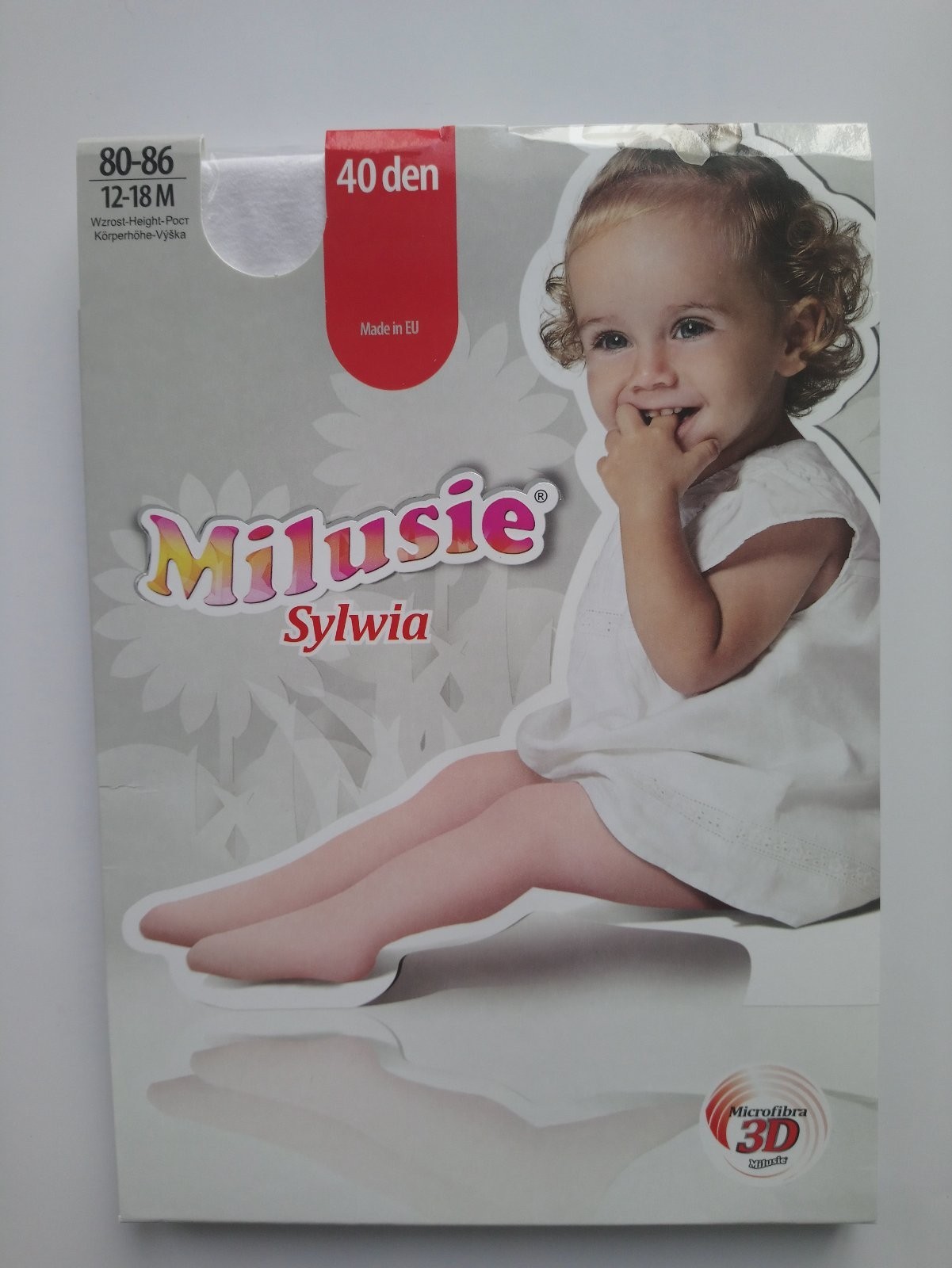 

​Колготи дитячі однотонні SYLWIA 40 den MILUSIE р.80-86 (білі)