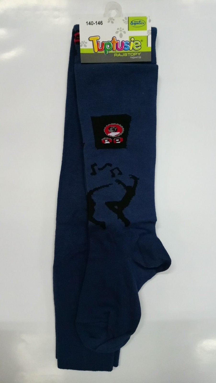 

​Колготи дитячі демосезонні з малюнком Tuptusie SYNTEX р.140-146 (темно-сині/диско)