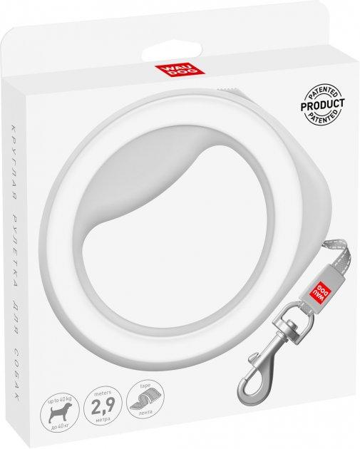 

Поводок-рулетка для собак Collar WAUDOG R-leash круглая XS-M до 40 кг 2,9 м, светоотражающая лента, белая