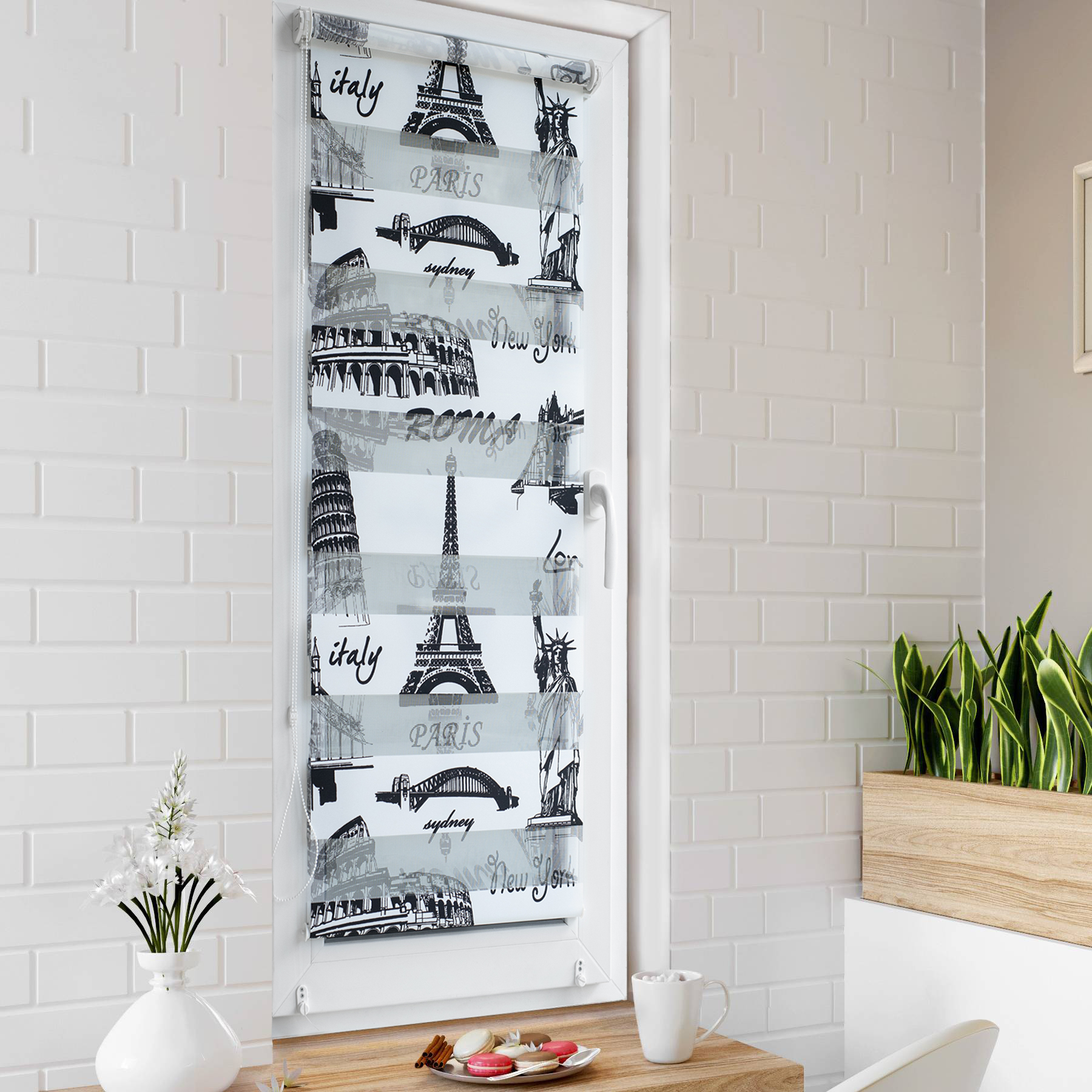 

Ролет тканевый Roll deLuxe День Ночь Париж 55x160 см