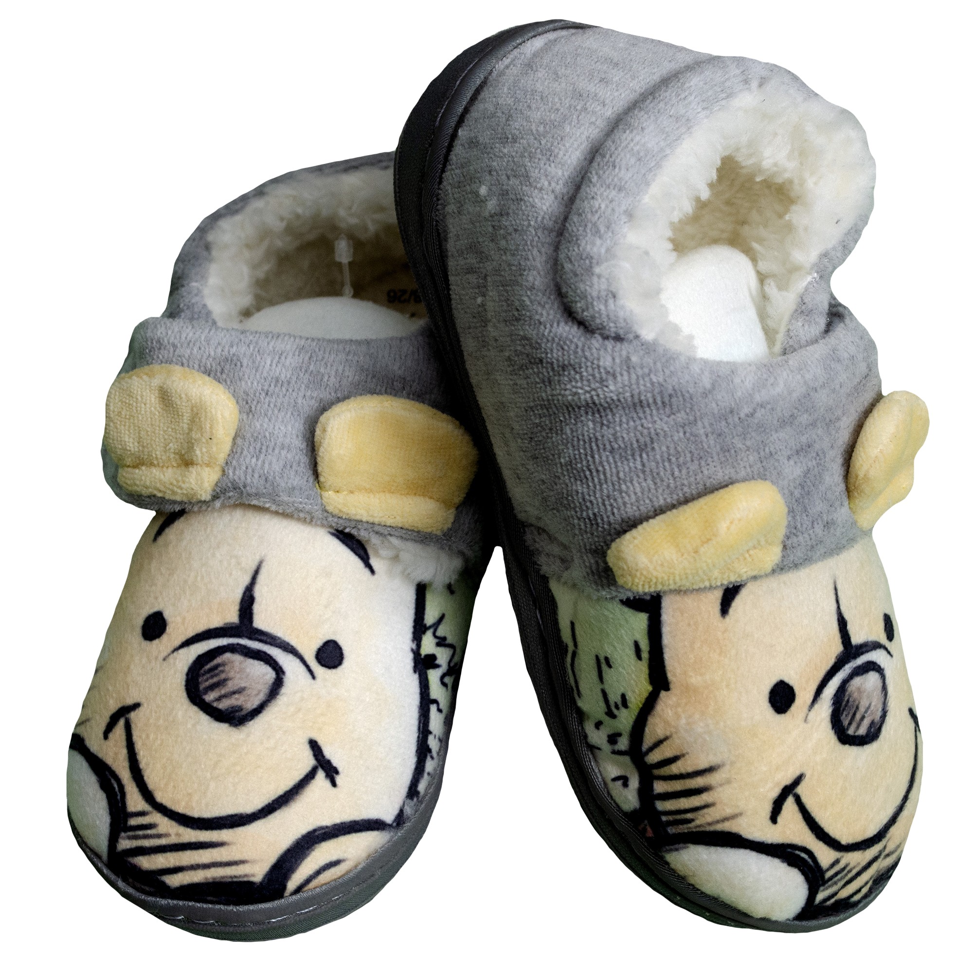 

Комнатные тапочки для мальчика ( 1 шт ) George серого цвета с Винни Пухом на липучках тёплые 27р. (17см) 1758