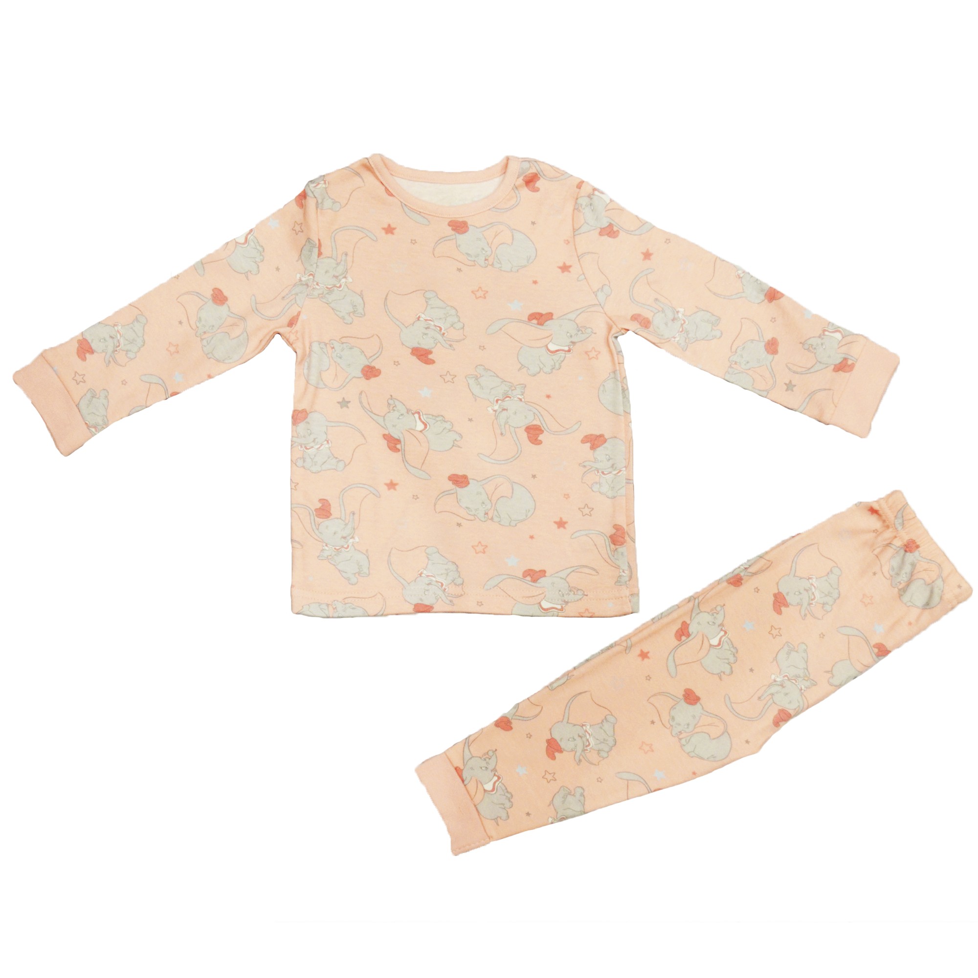 

Пижама для девочки (1 шт) George розовая со слониками футболка с длинными рукавами и штаны с манжетами 9М-1 год (74-80 см) 11 кг 422