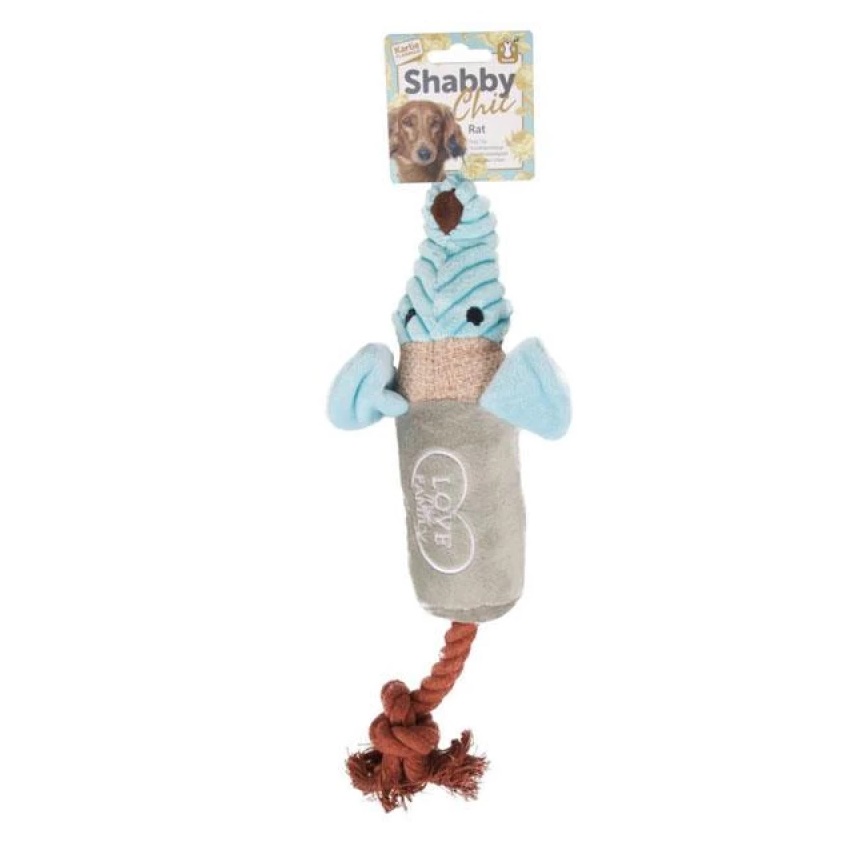 

Игрушка мягкая для собак c канатом и пищалкой Karlie Flamingo Shabby Chic Rat длина 40 см