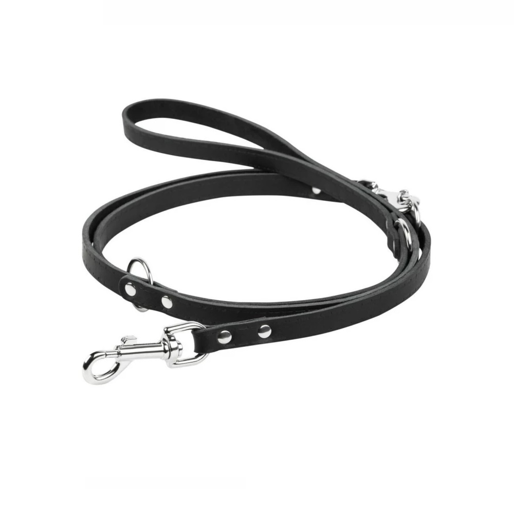 

Поводок-перестежка для собак из натуральной кожи Collar 14 мм, 122/142/183 см, черный