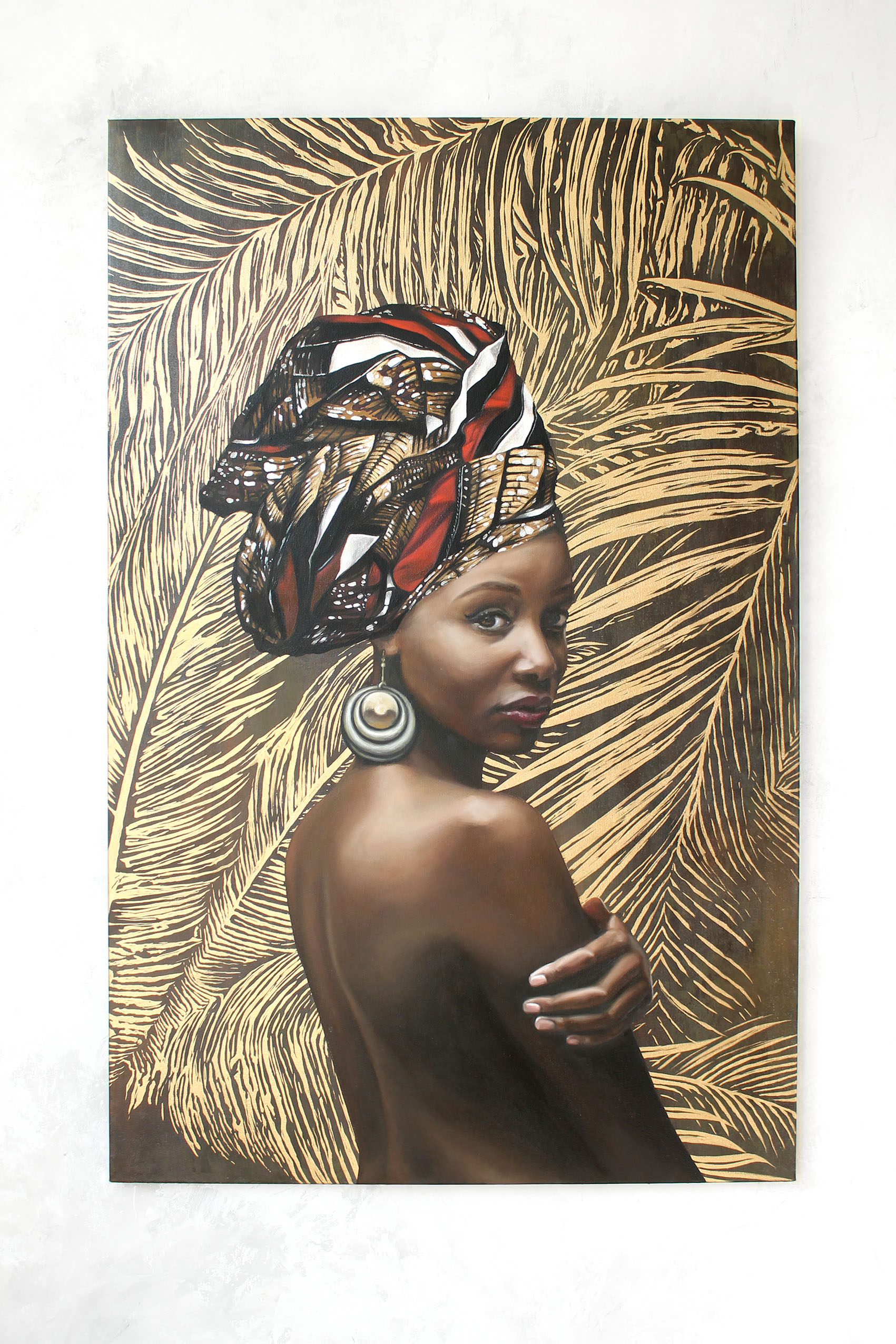 

Картина женщина масляными красками на холсте Mati African shawl Ручной работы 70х100 см (AO-298 70-100)
