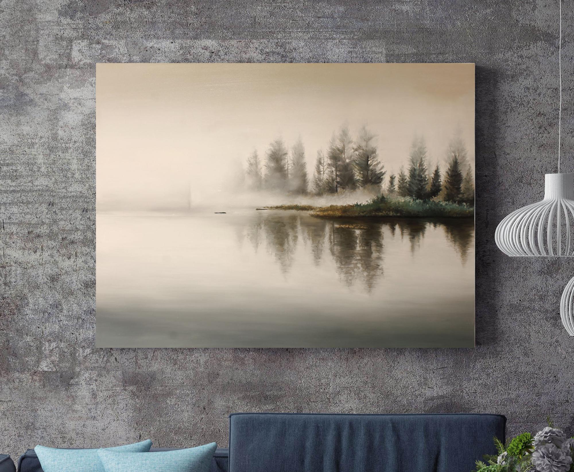 

Картина пейзаж река масляными красками на холсте Mati River fog Ручной работы 120х80 см (АO-306 120-80)