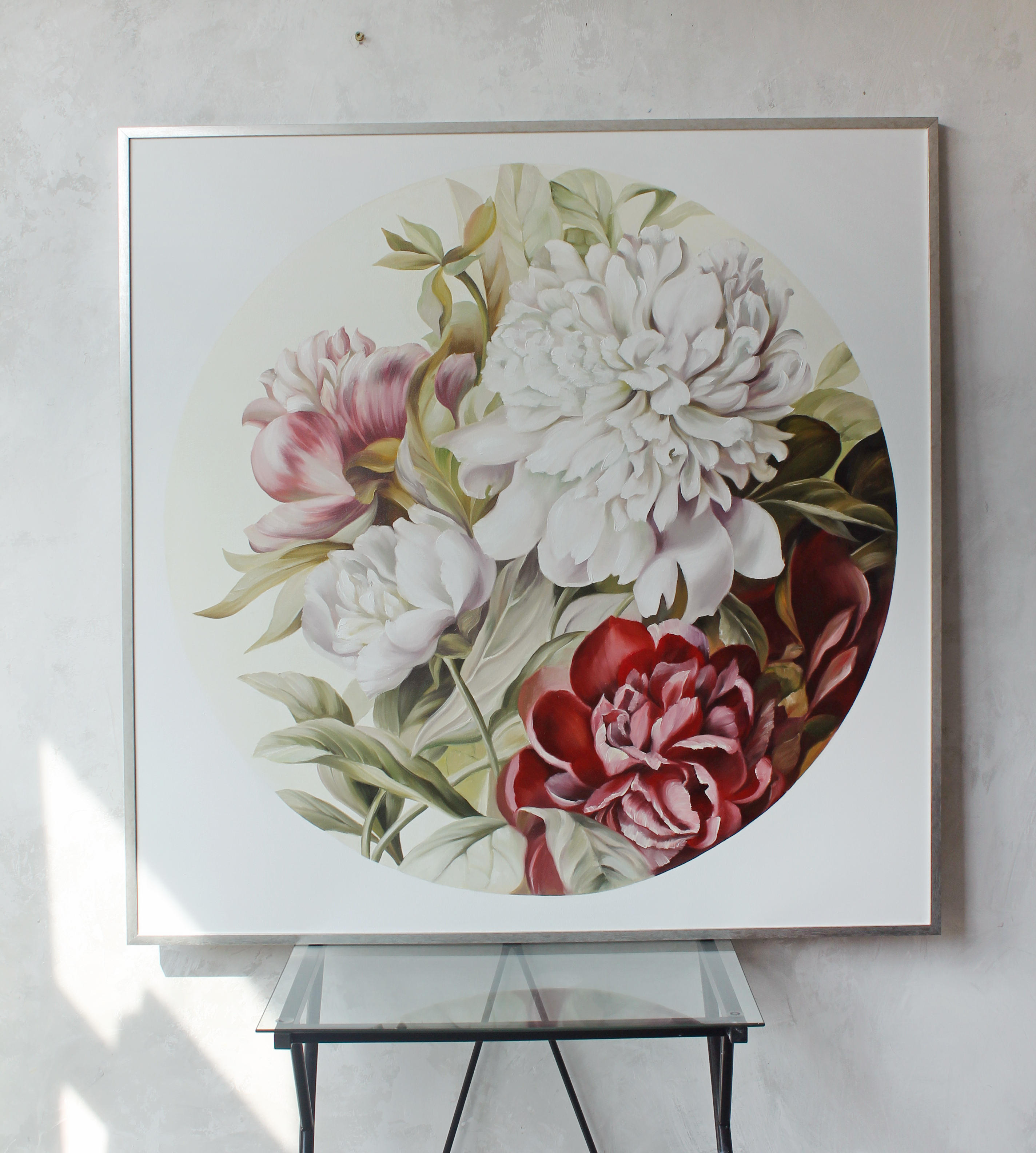 

Картина цветы пионы акриловыми красками на холсте Mati Retro peonies Ручной работы 70х70 см (AA-140 70-70)