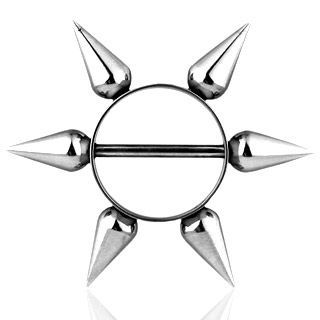 

Украшение для пирсинга сосков со штангой и шипами PiercedFish KQ-998