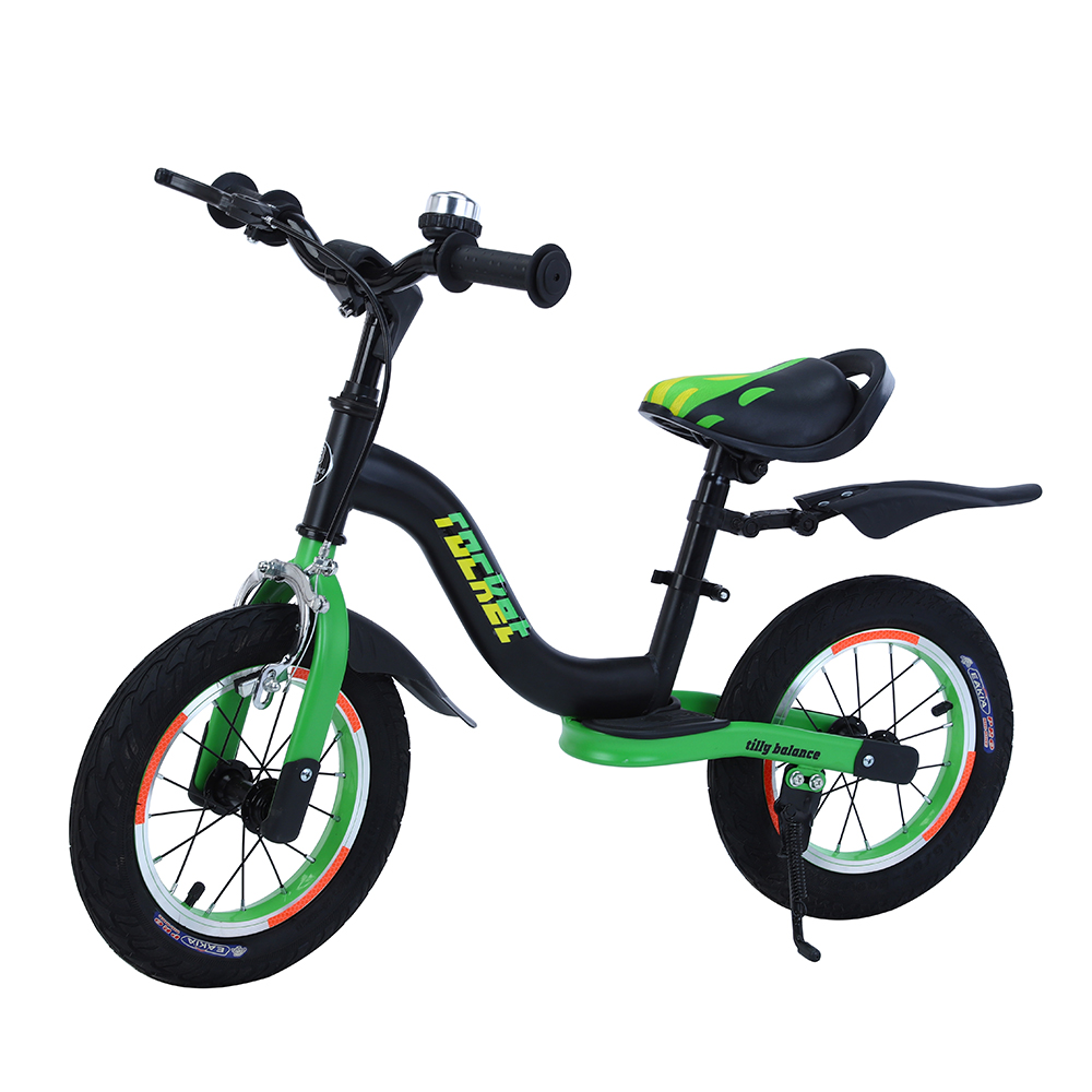 

Беговел TILLY Rocket T-212520/1 с надувными колесами 12" и ручным тормозом + звонок, брызговики и отражатели Черный/Зеленый