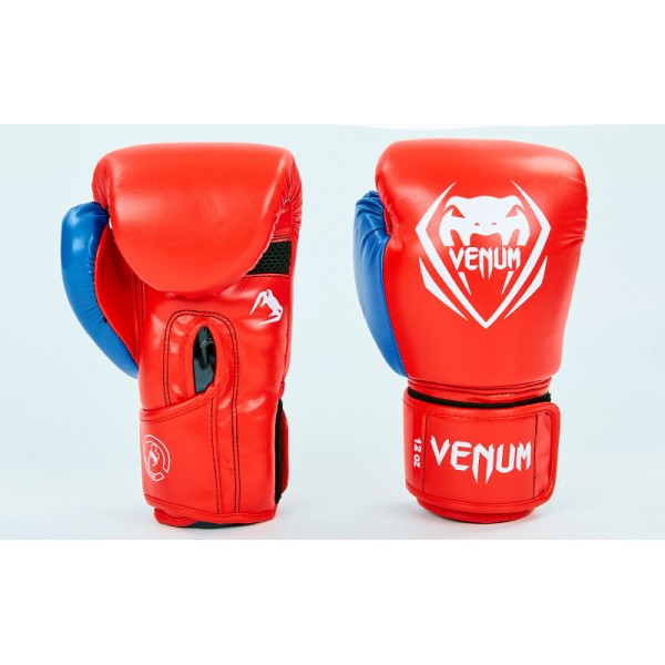 

Боксерские перчатки Venum на липучке красно-синие, Размер 10oz