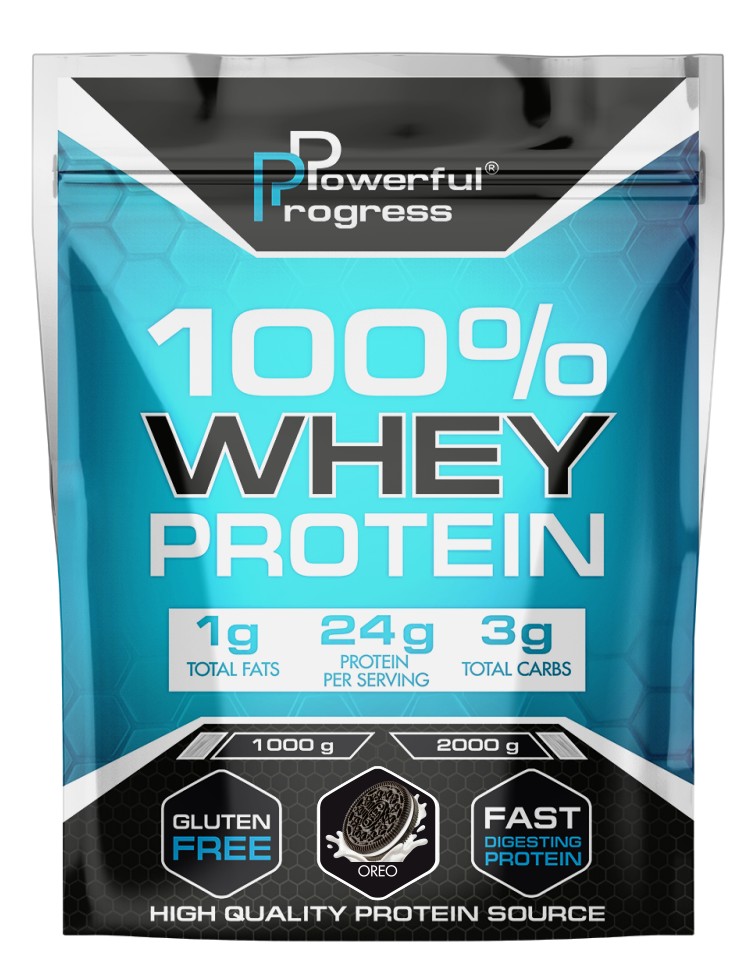 

Протеин сывороточный Вей растворимый белок Powerful Progress Whey Protein 100% Instant 1 кг Печенье "Орео"