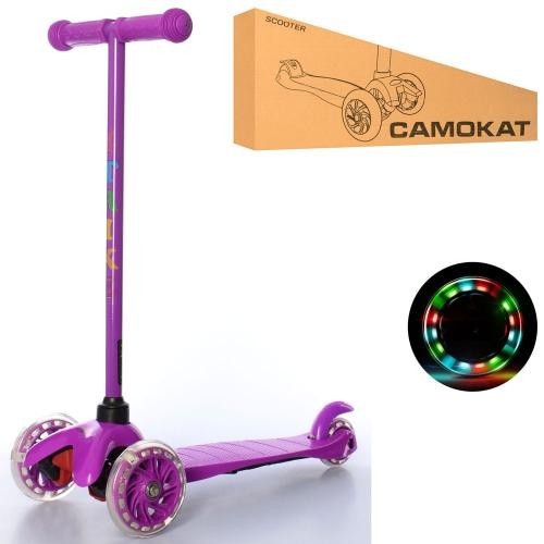 

Детский трёхколёсный самокат iTrike BB3-013-5-V фиолетовый со светящимися колёсами