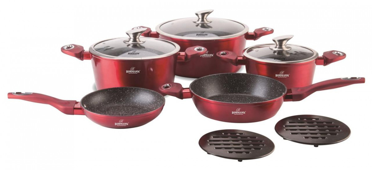 

Набор алюминиевой посуды Bohmann 10 предметов (BH-40-RED)