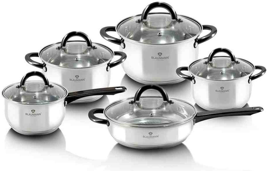 

Набор посуды из нержавеющей стали Blaumann Gourmet Line 10 предметов с индукционным дном (BL-3421)