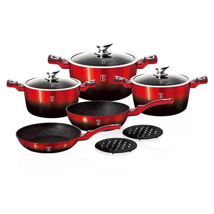 

Набор алюминиевой посуды 10 предметов Berlinger Haus Metallic Line Black Burgundy с индукционным дном и мраморным антипригарным покрытием (BH-1631N)