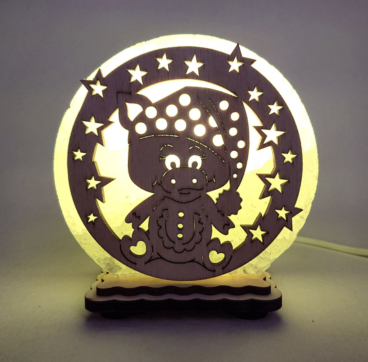 

Соляная лампа EcoDecorLamp круглый круглый маленький Хрюша в звездах зелёный