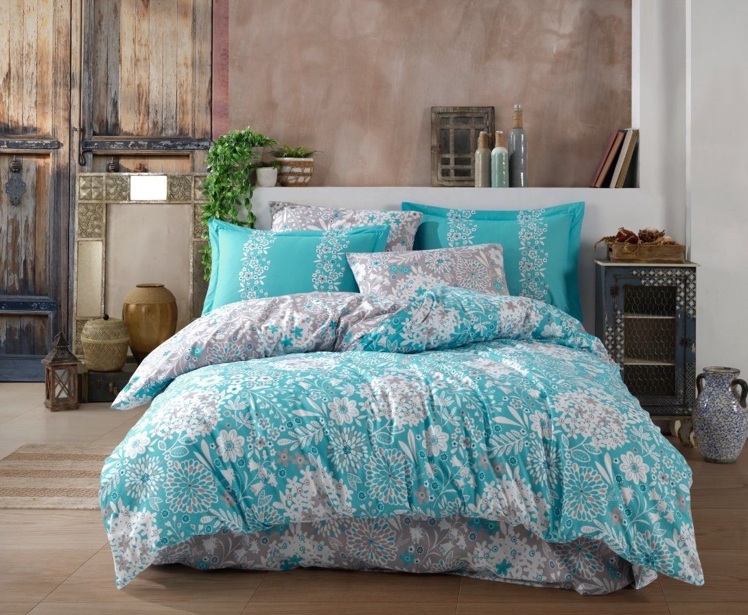 

Комплект постельного белья HOBBY Poplin Ancelica бірюзовий 200*220/2*50*70