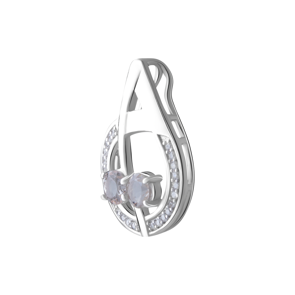 

Срібна підвіска 925 проби 3,51 г з бразильськими морганітами класу AAAA та білими цирконами 1,145 карат Valentine