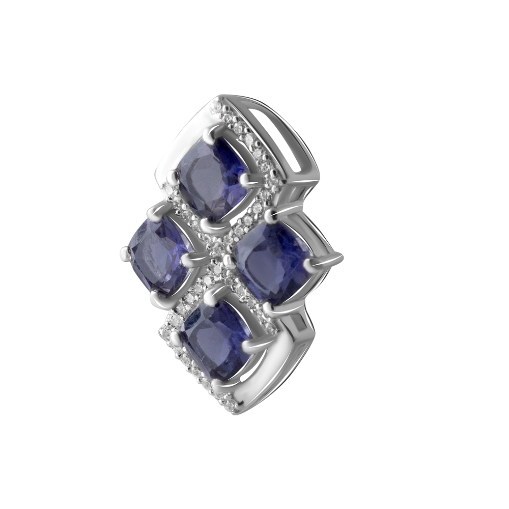 

Срібна підвіска 925 проби 2,58 г з іолітами з США та білими цирконами 2,247 карат Valentine