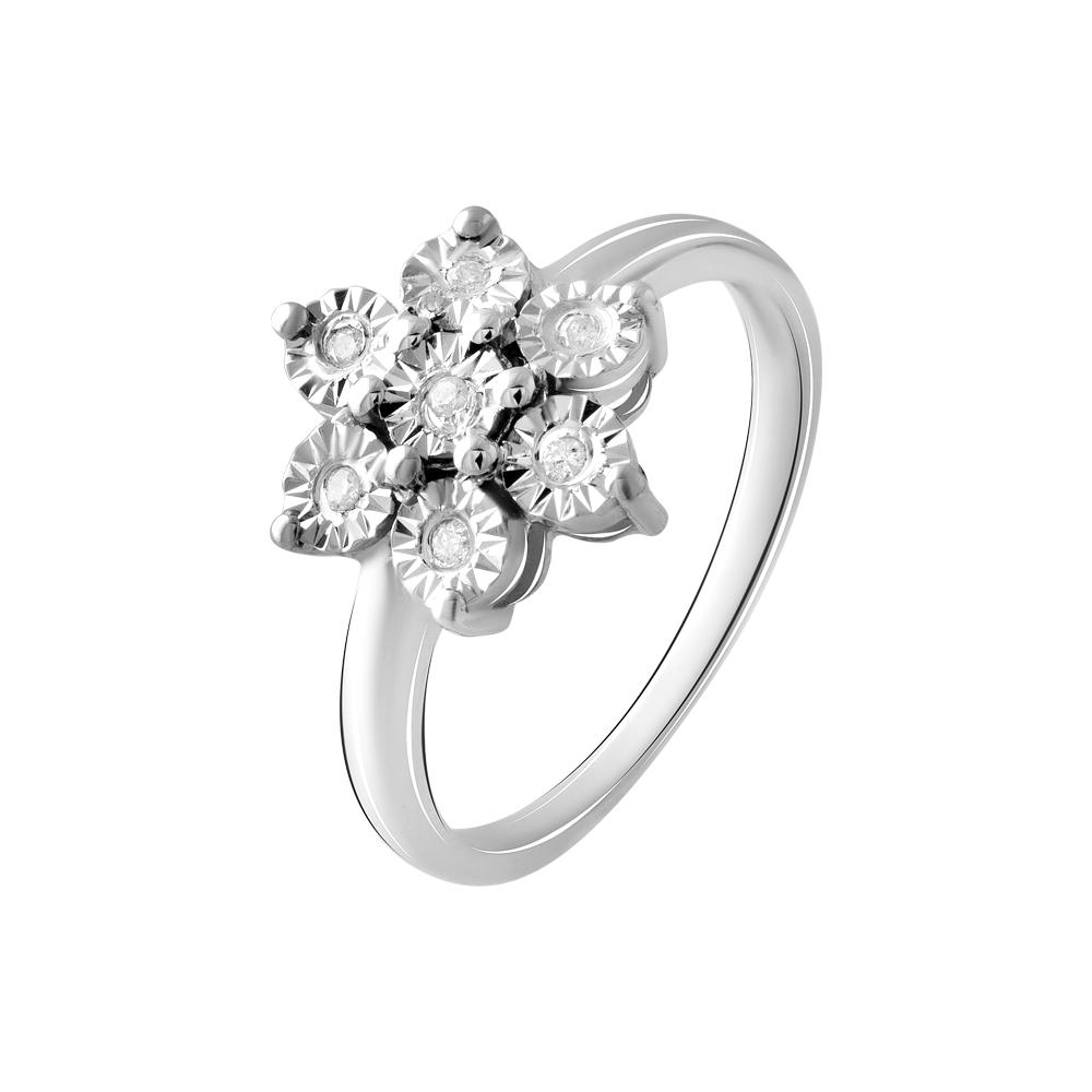 

Срібна каблучка 925 проби 2,43 г з ангольськими діамантами класу S1 4/6А 0,05 карат Valentine розмір 18.5